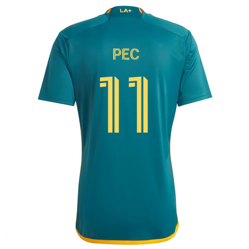 Kids Football Gabriel Pec #11 Green Yellow Away Jersey 2024/25 T-Shirt Uk