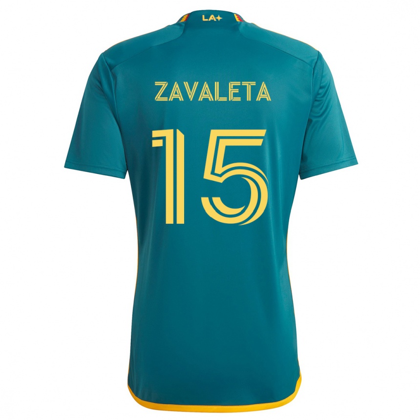 Kids Football Eriq Zavaleta #15 Green Yellow Away Jersey 2024/25 T-Shirt Uk