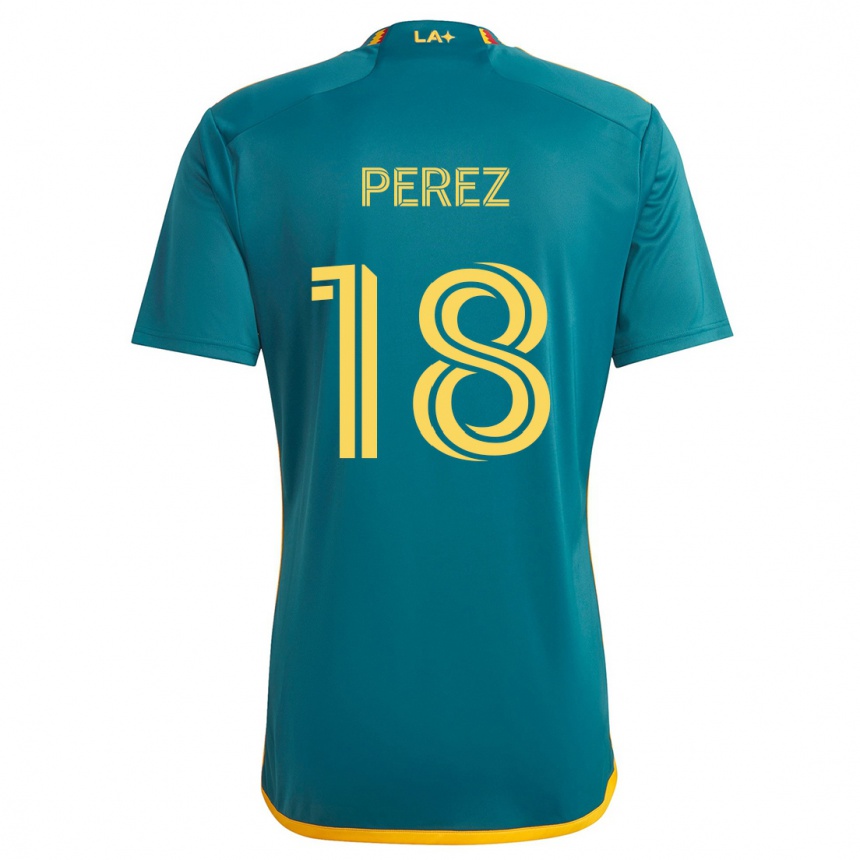 Kids Football Jonathan Pérez #18 Green Yellow Away Jersey 2024/25 T-Shirt Uk