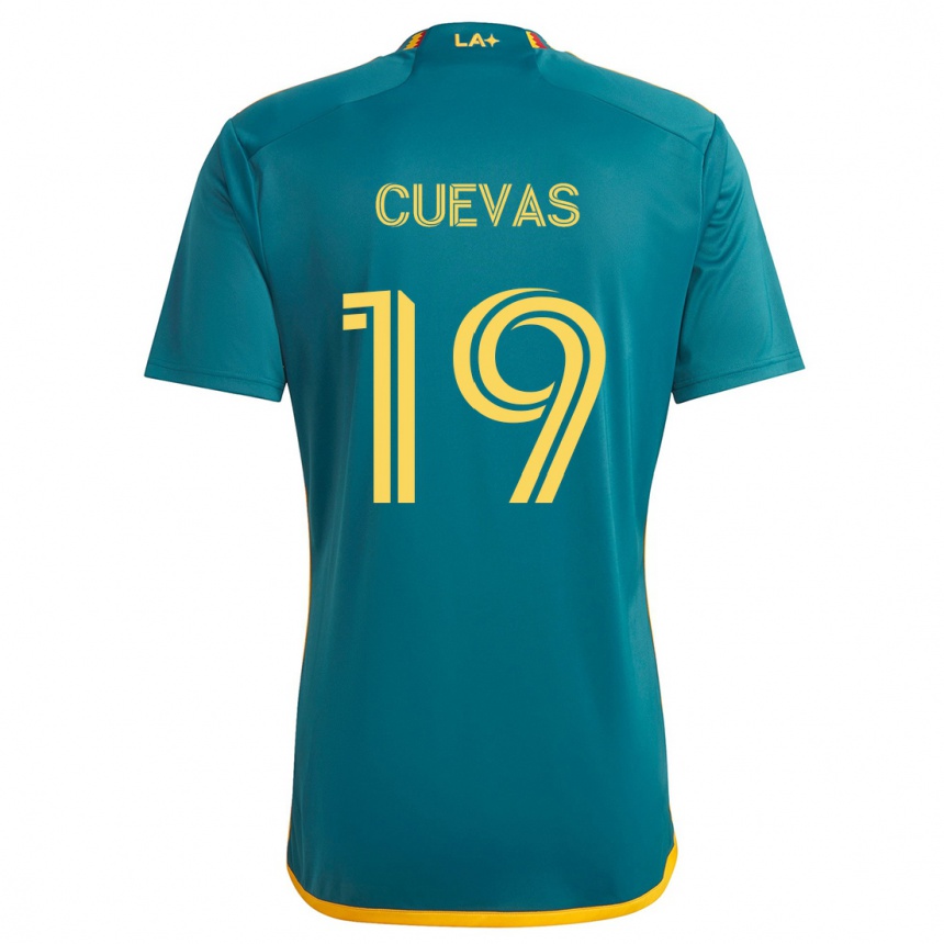 Kids Football Mauricio Cuevas #19 Green Yellow Away Jersey 2024/25 T-Shirt Uk