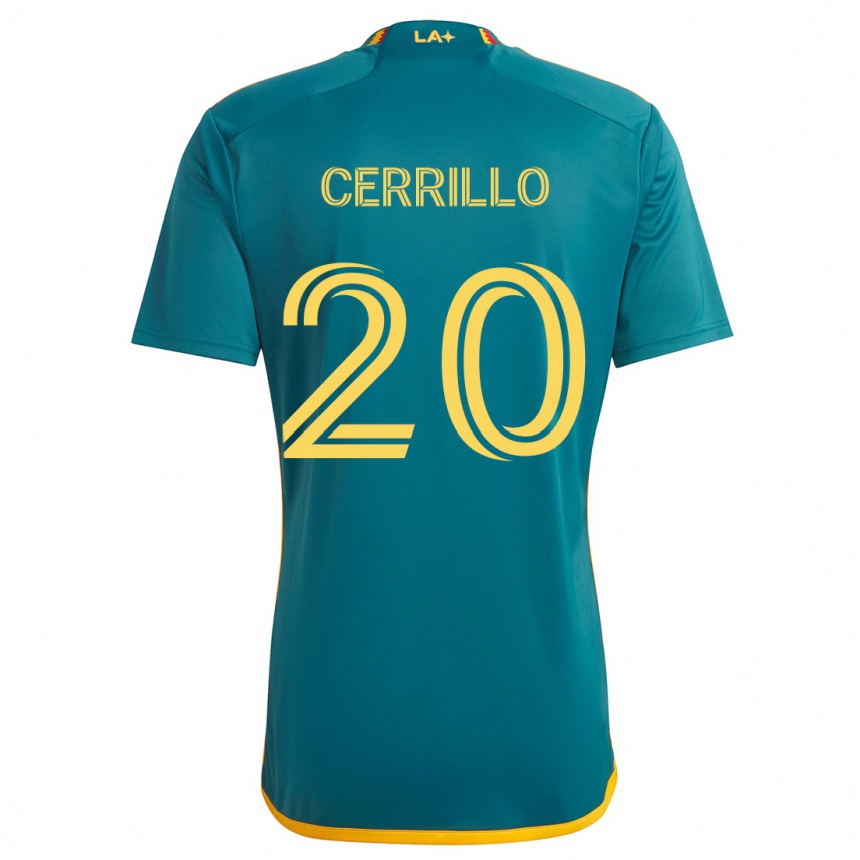 Kids Football Edwin Cerrillo #20 Green Yellow Away Jersey 2024/25 T-Shirt Uk