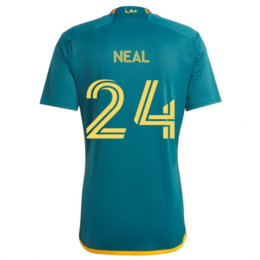 Kids Football Jalen Neal #24 Green Yellow Away Jersey 2024/25 T-Shirt Uk