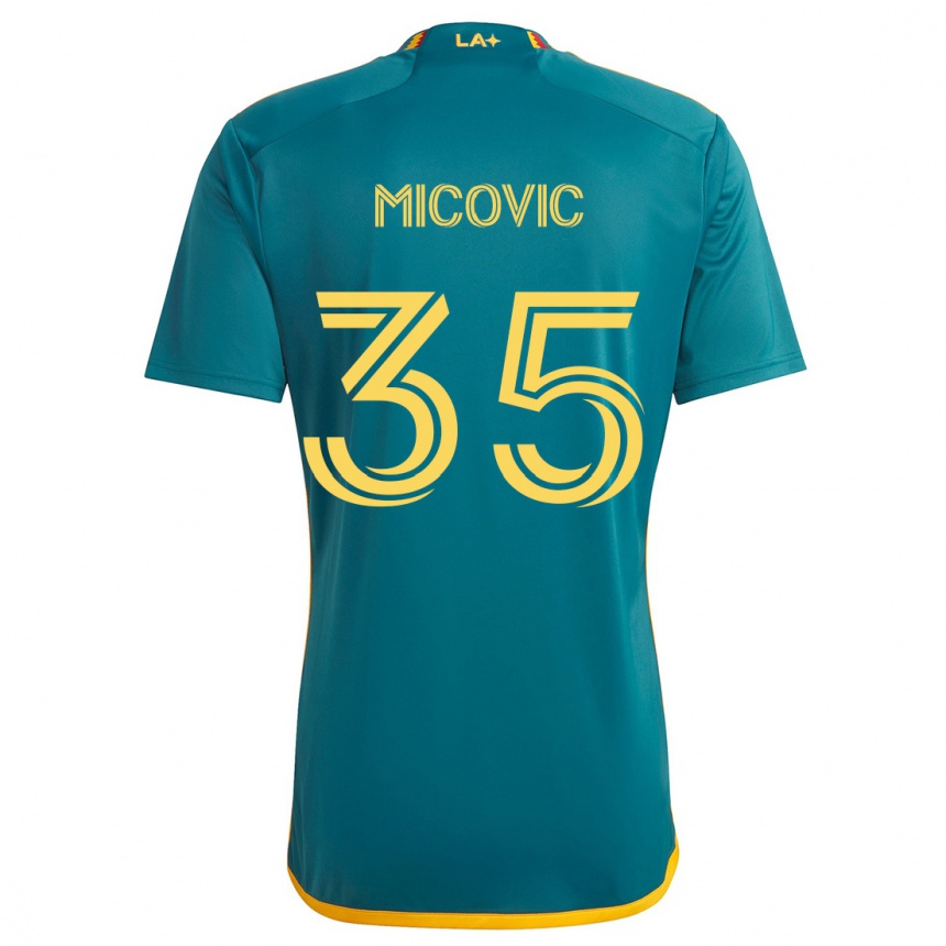 Kids Football Novak Micovic #35 Green Yellow Away Jersey 2024/25 T-Shirt Uk