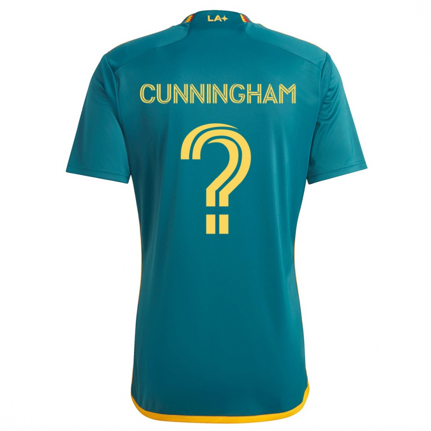 Kids Football Joaquin Cunningham #0 Green Yellow Away Jersey 2024/25 T-Shirt Uk