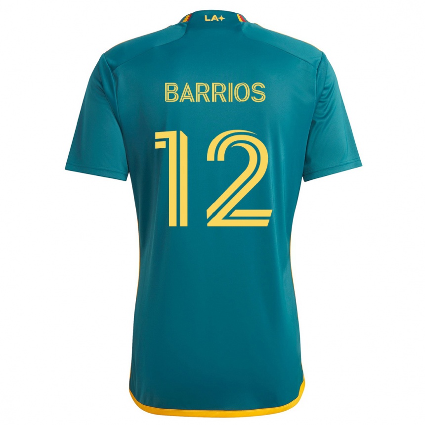 Kids Football Michael Barrios #12 Green Yellow Away Jersey 2024/25 T-Shirt Uk