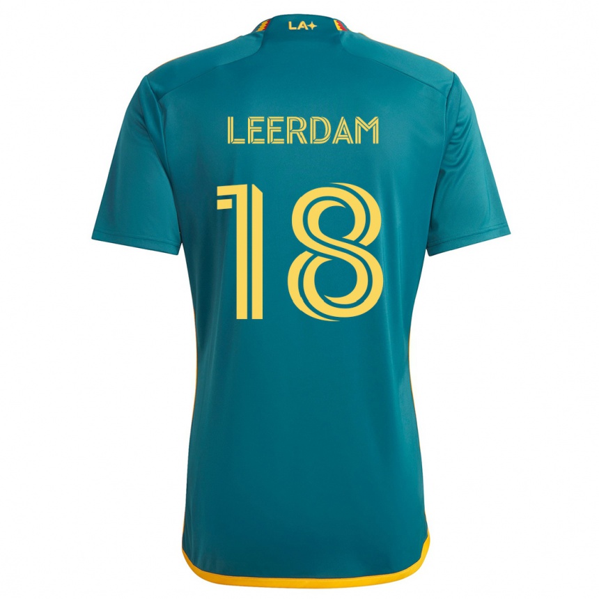 Kids Football Kelvin Leerdam #18 Green Yellow Away Jersey 2024/25 T-Shirt Uk