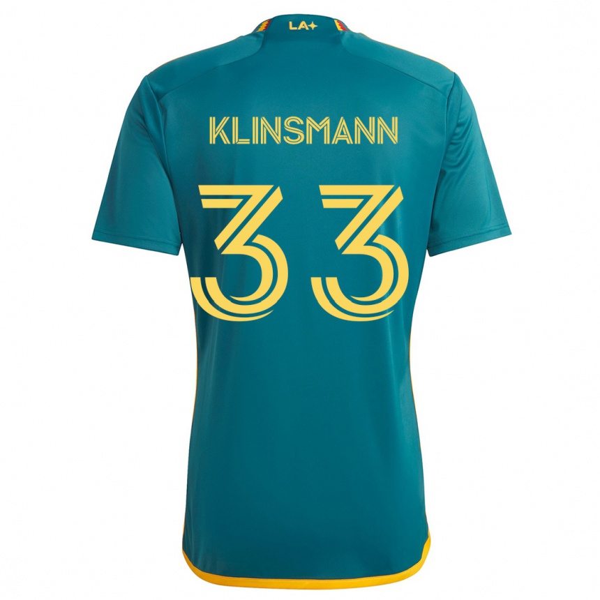 Kids Football Jonathan Klinsmann #33 Green Yellow Away Jersey 2024/25 T-Shirt Uk