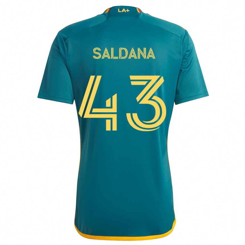 Kids Football Adam Saldaña #43 Green Yellow Away Jersey 2024/25 T-Shirt Uk