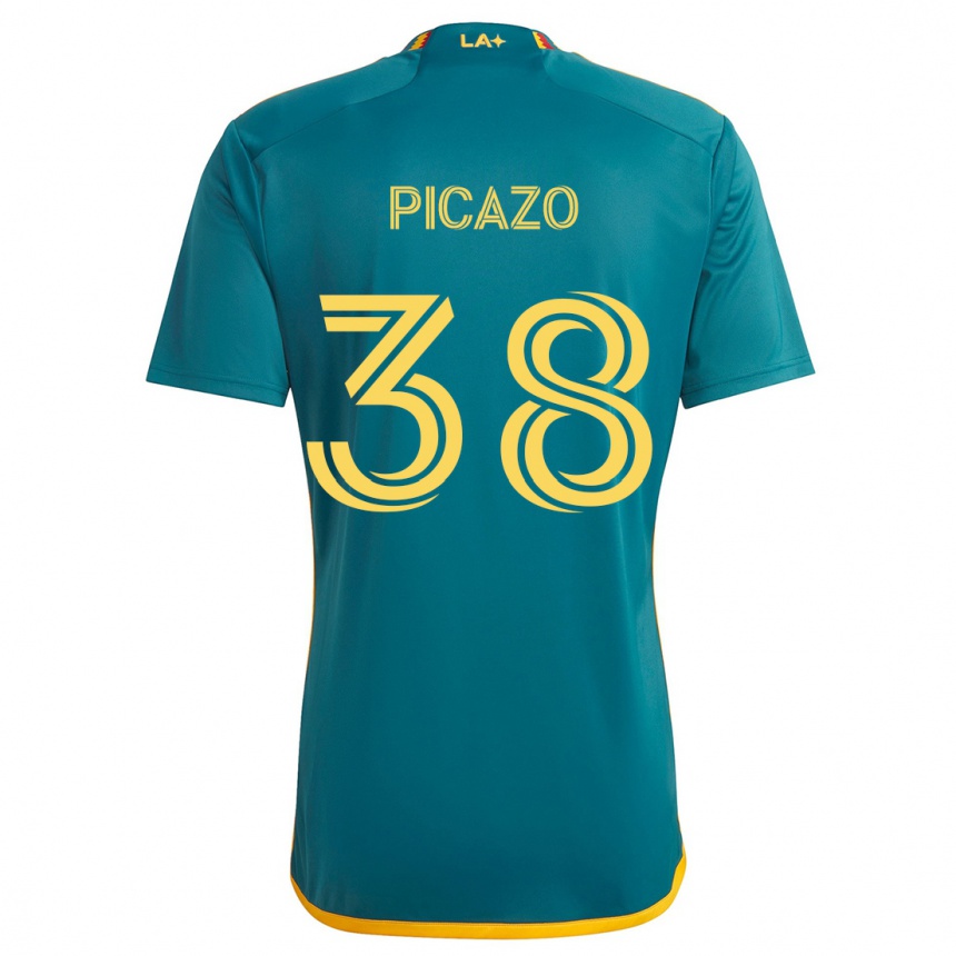 Kids Football Axel Picazo #38 Green Yellow Away Jersey 2024/25 T-Shirt Uk