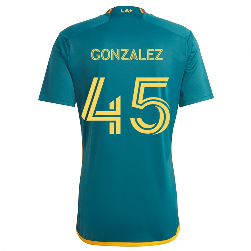 Kids Football Adrián González #45 Green Yellow Away Jersey 2024/25 T-Shirt Uk