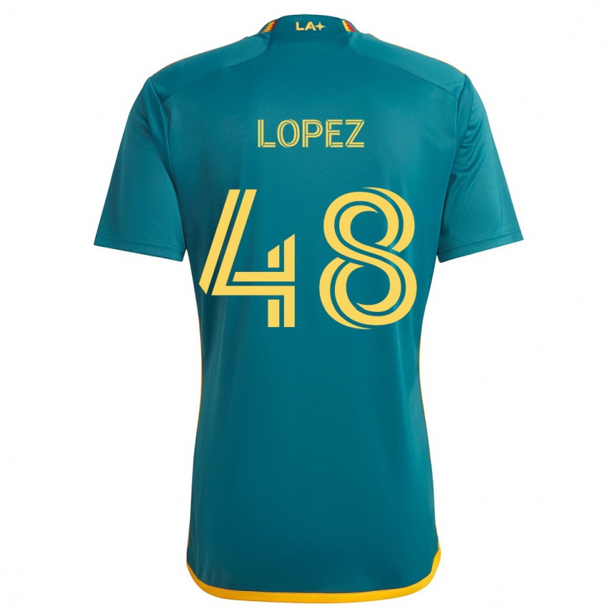 Kids Football Diego López #48 Green Yellow Away Jersey 2024/25 T-Shirt Uk