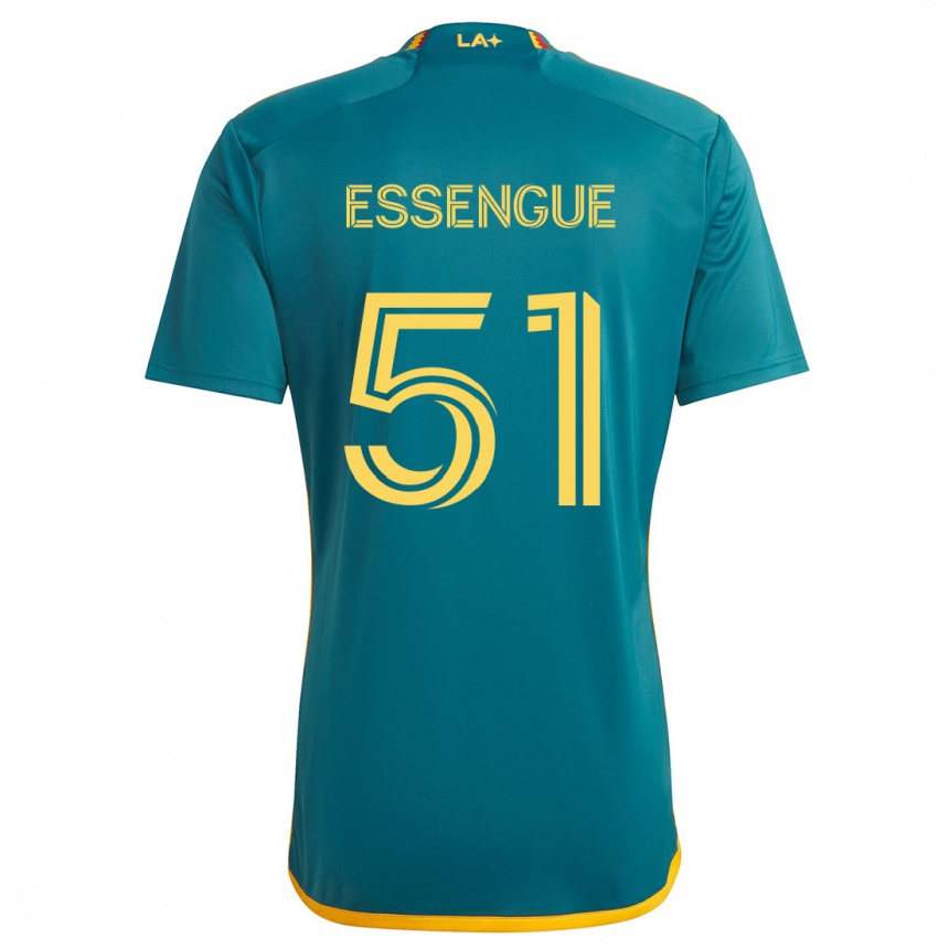 Kids Football Ascel Essengue #51 Green Yellow Away Jersey 2024/25 T-Shirt Uk