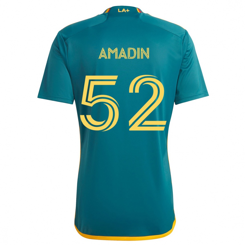 Kids Football Elijah Amadin #52 Green Yellow Away Jersey 2024/25 T-Shirt Uk