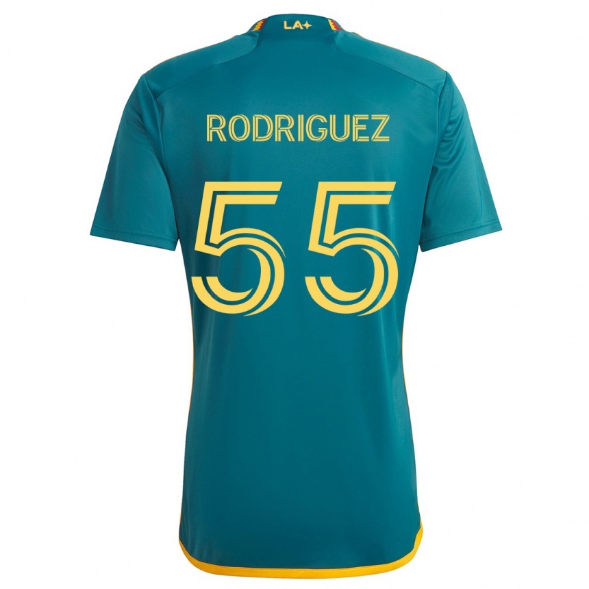 Kids Football Diego Rodriguez #55 Green Yellow Away Jersey 2024/25 T-Shirt Uk