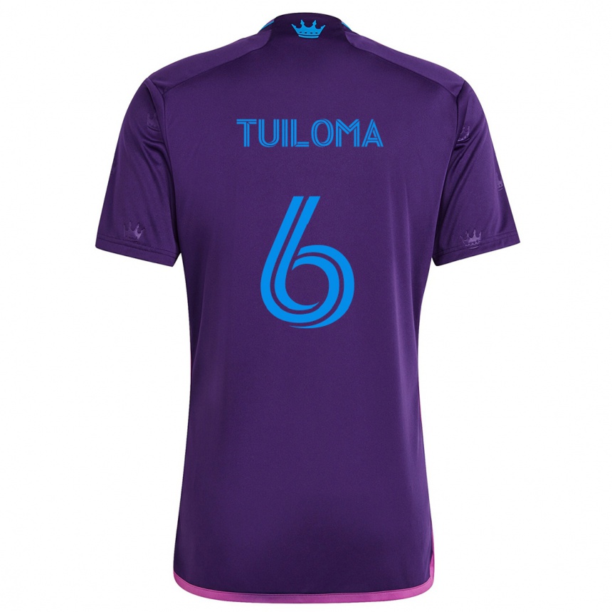 Kids Football Bill Tuiloma #6 Purple Blue Away Jersey 2024/25 T-Shirt Uk