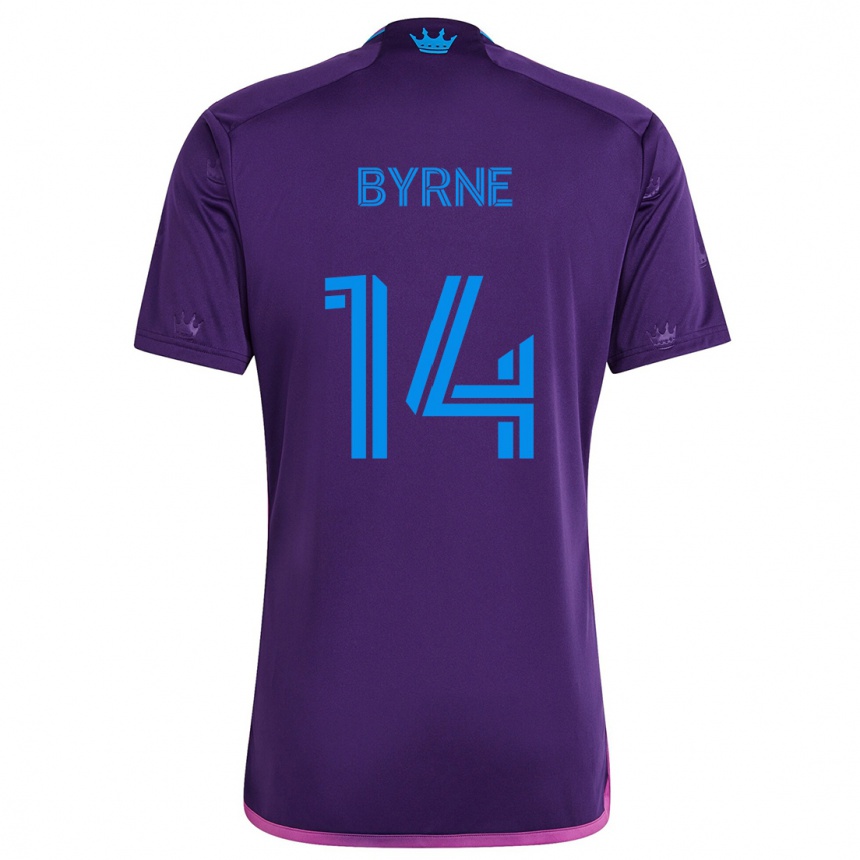 Kids Football Nathan Byrne #14 Purple Blue Away Jersey 2024/25 T-Shirt Uk