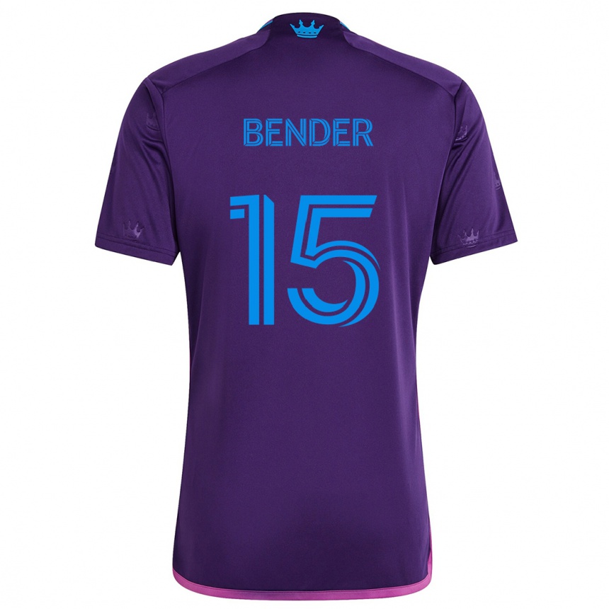 Kids Football Ben Bender #15 Purple Blue Away Jersey 2024/25 T-Shirt Uk