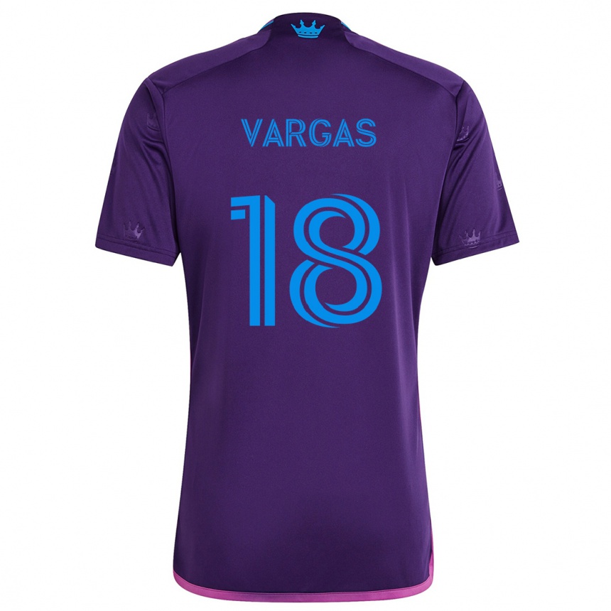 Kids Football Kerwin Vargas #18 Purple Blue Away Jersey 2024/25 T-Shirt Uk