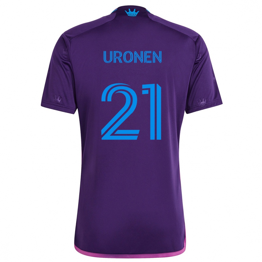 Kids Football Jere Uronen #21 Purple Blue Away Jersey 2024/25 T-Shirt Uk