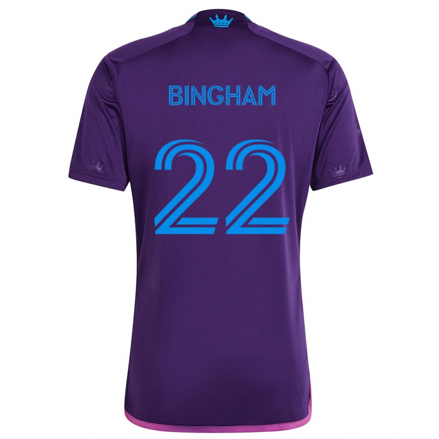 Kids Football David Bingham #22 Purple Blue Away Jersey 2024/25 T-Shirt Uk