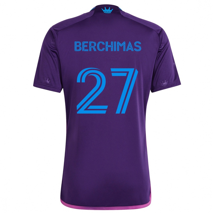 Kids Football Nimfasha Berchimas #27 Purple Blue Away Jersey 2024/25 T-Shirt Uk