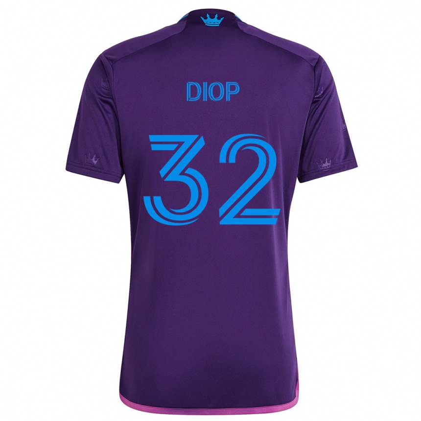 Kids Football Hamady Diop #32 Purple Blue Away Jersey 2024/25 T-Shirt Uk