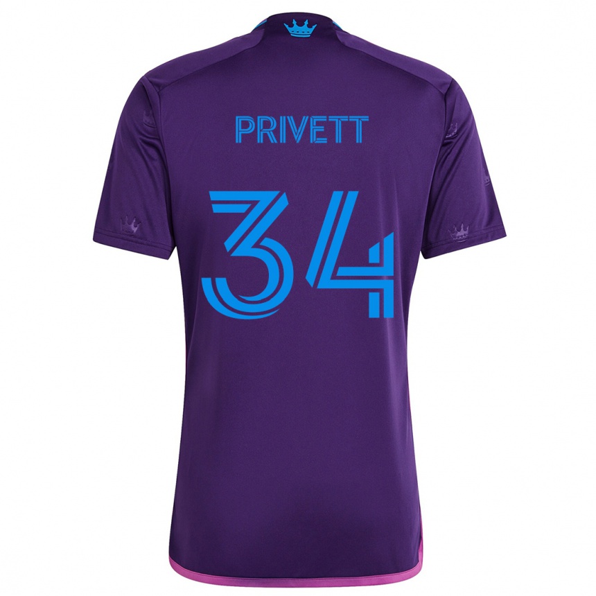 Kids Football Andrew Privett #34 Purple Blue Away Jersey 2024/25 T-Shirt Uk