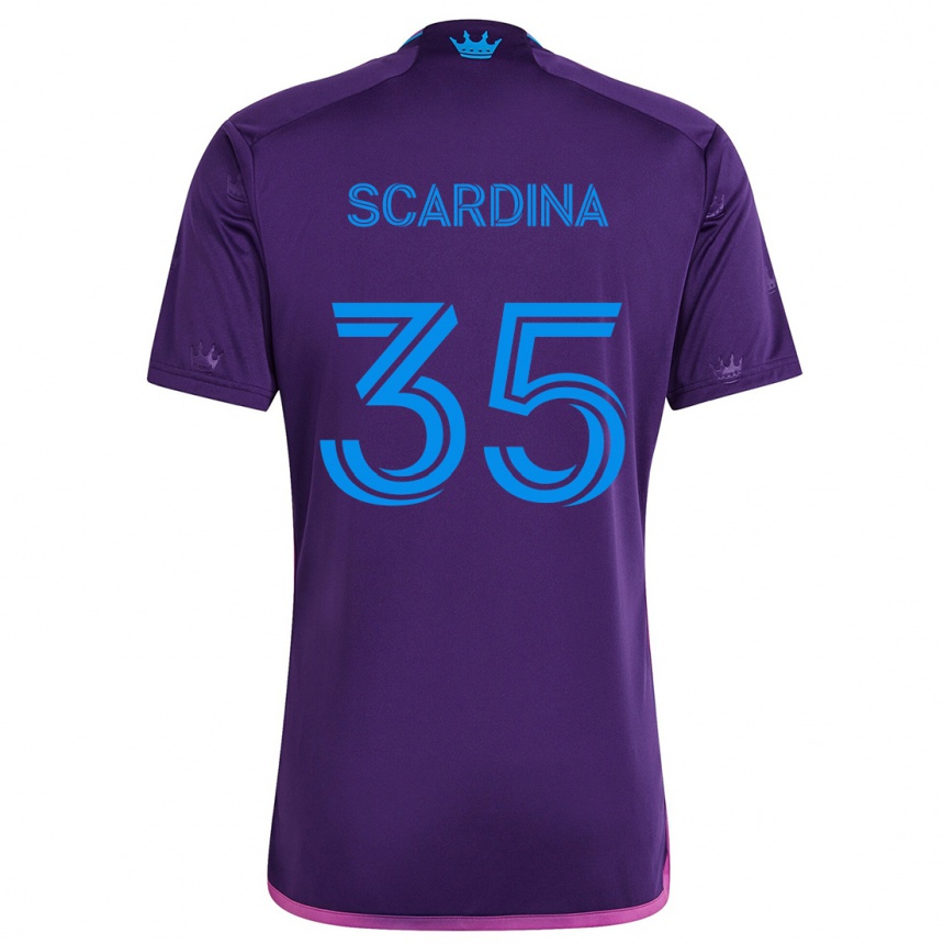 Kids Football Nick Scardina #35 Purple Blue Away Jersey 2024/25 T-Shirt Uk