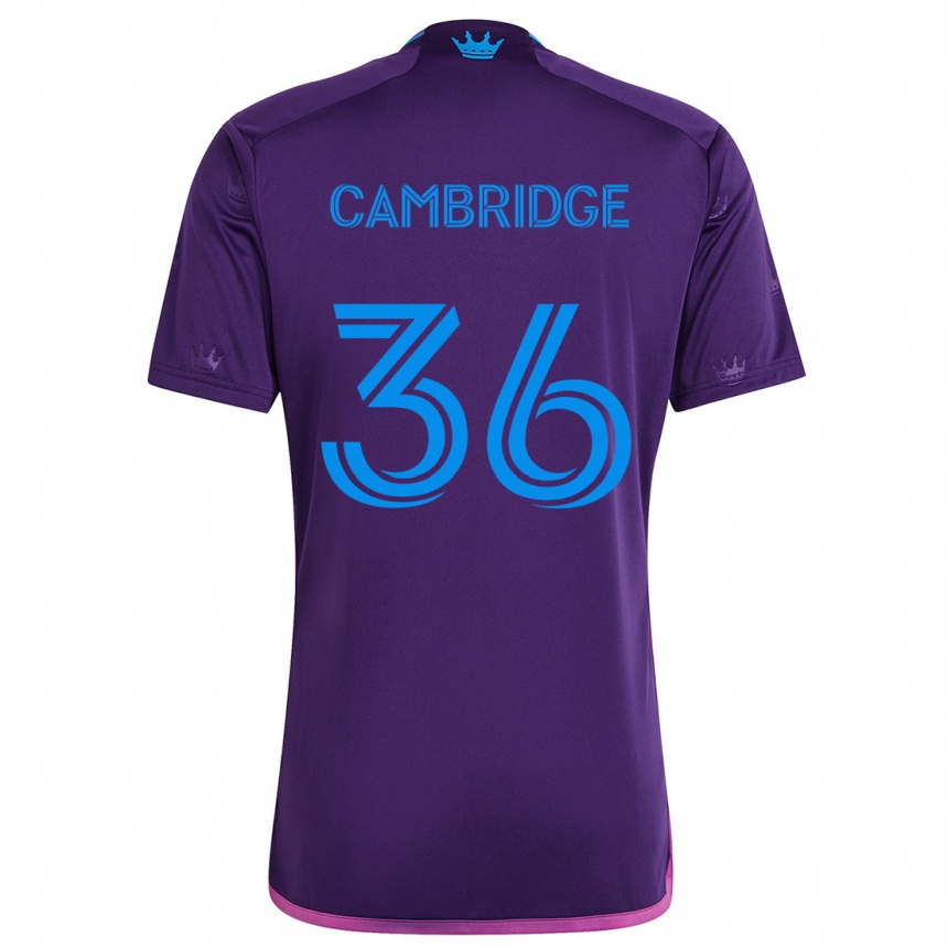 Kids Football Brandon Cambridge #36 Purple Blue Away Jersey 2024/25 T-Shirt Uk