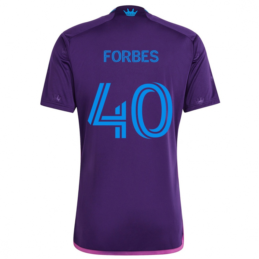 Kids Football Jahlane Forbes #40 Purple Blue Away Jersey 2024/25 T-Shirt Uk