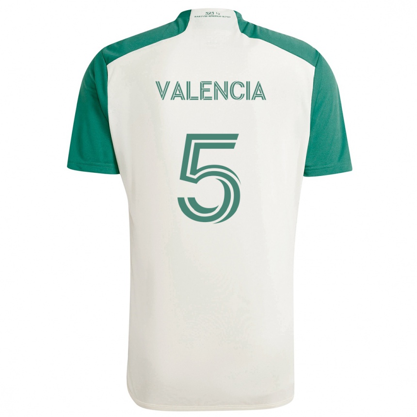 Kids Football Jhojan Valencia #5 Tan Green Away Jersey 2024/25 T-Shirt Uk