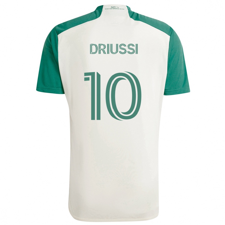 Kids Football Sebastián Driussi #10 Tan Green Away Jersey 2024/25 T-Shirt Uk