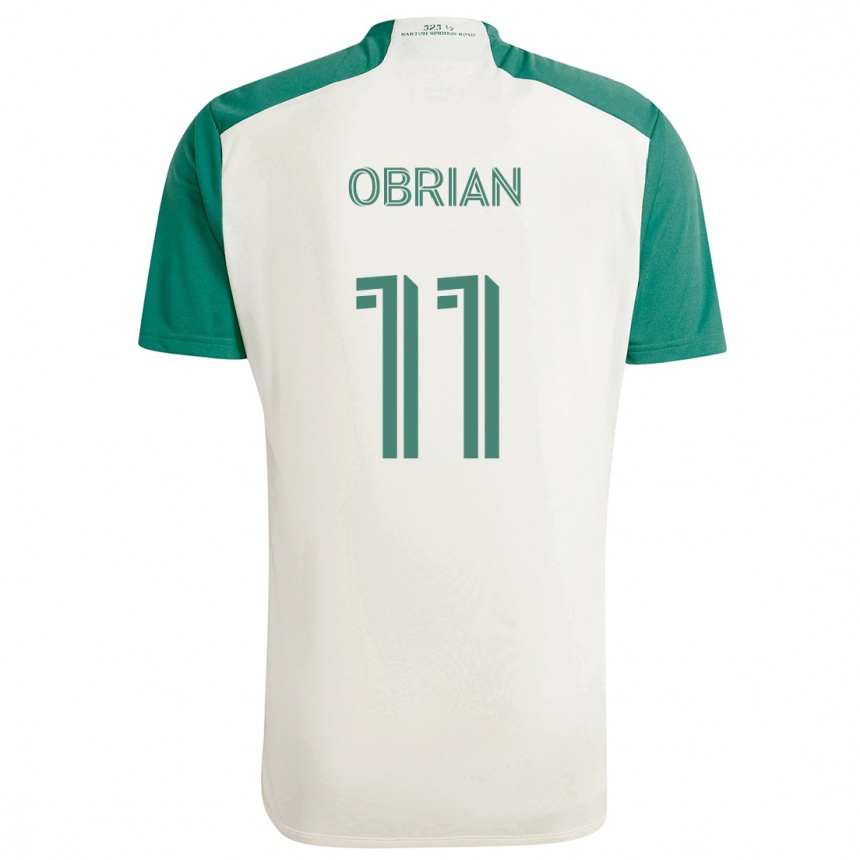 Kids Football Jáder Obrian #11 Tan Green Away Jersey 2024/25 T-Shirt Uk