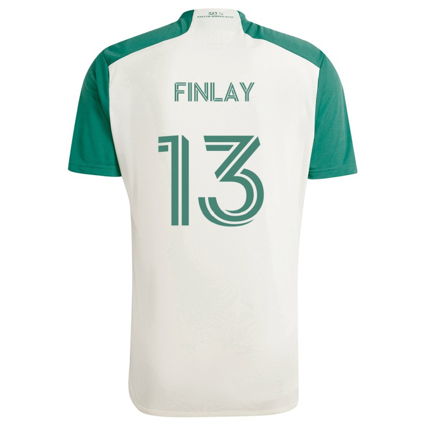 Kids Football Ethan Finlay #13 Tan Green Away Jersey 2024/25 T-Shirt Uk