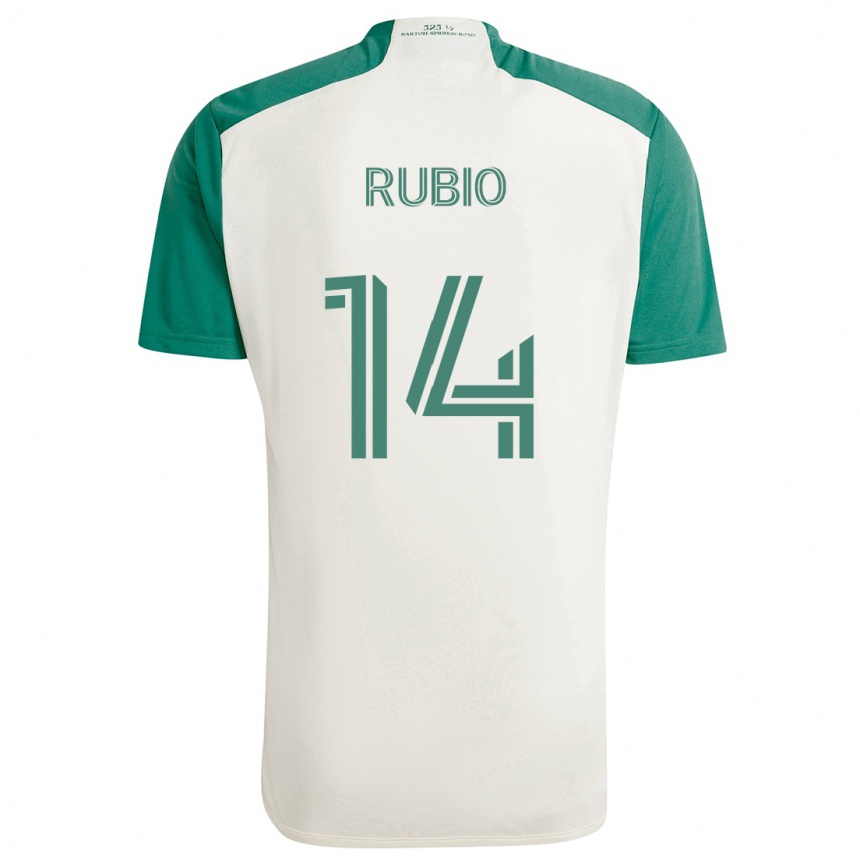 Kids Football Diego Rubio #14 Tan Green Away Jersey 2024/25 T-Shirt Uk