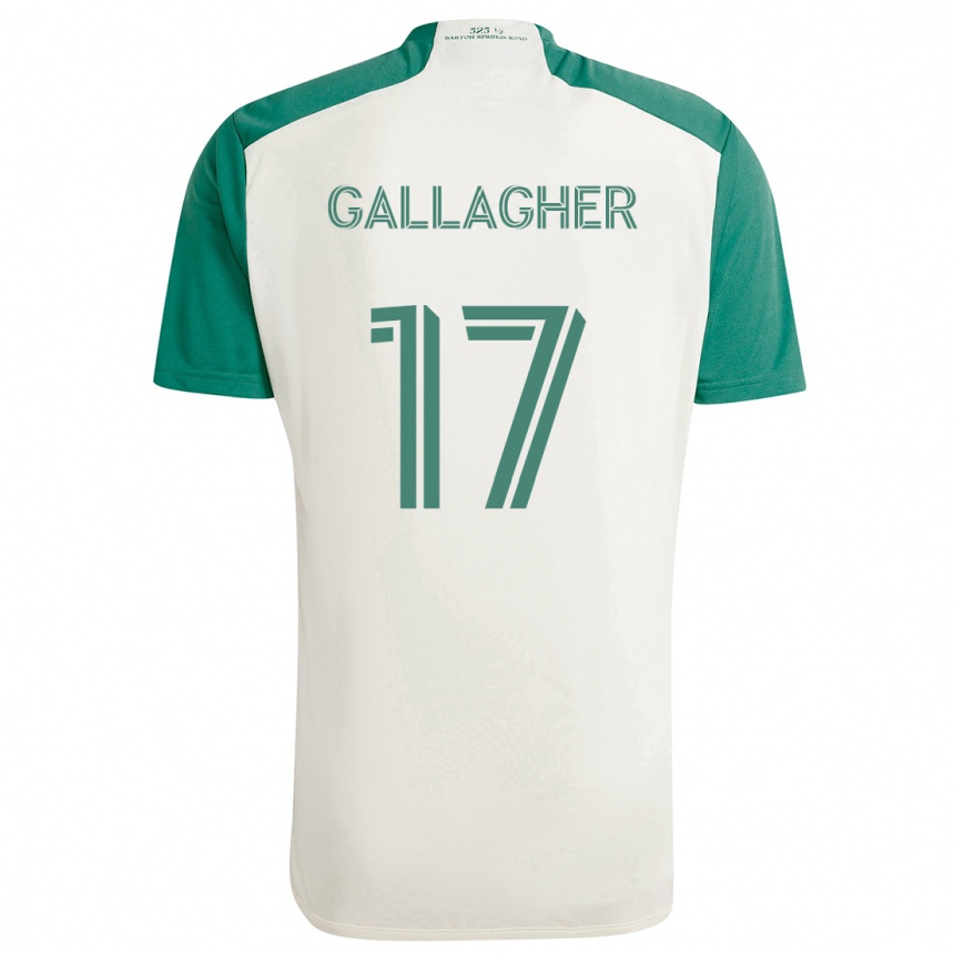 Kids Football Jon Gallagher #17 Tan Green Away Jersey 2024/25 T-Shirt Uk