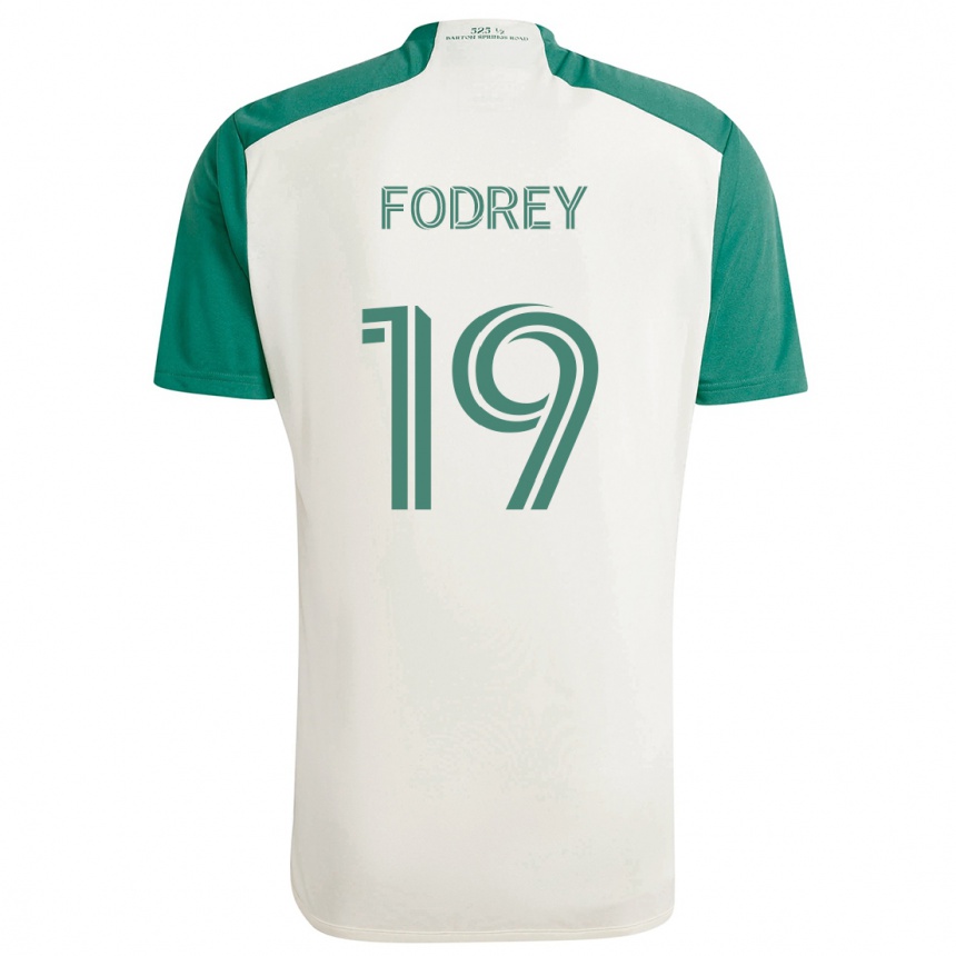 Kids Football Cj Fodrey #19 Tan Green Away Jersey 2024/25 T-Shirt Uk