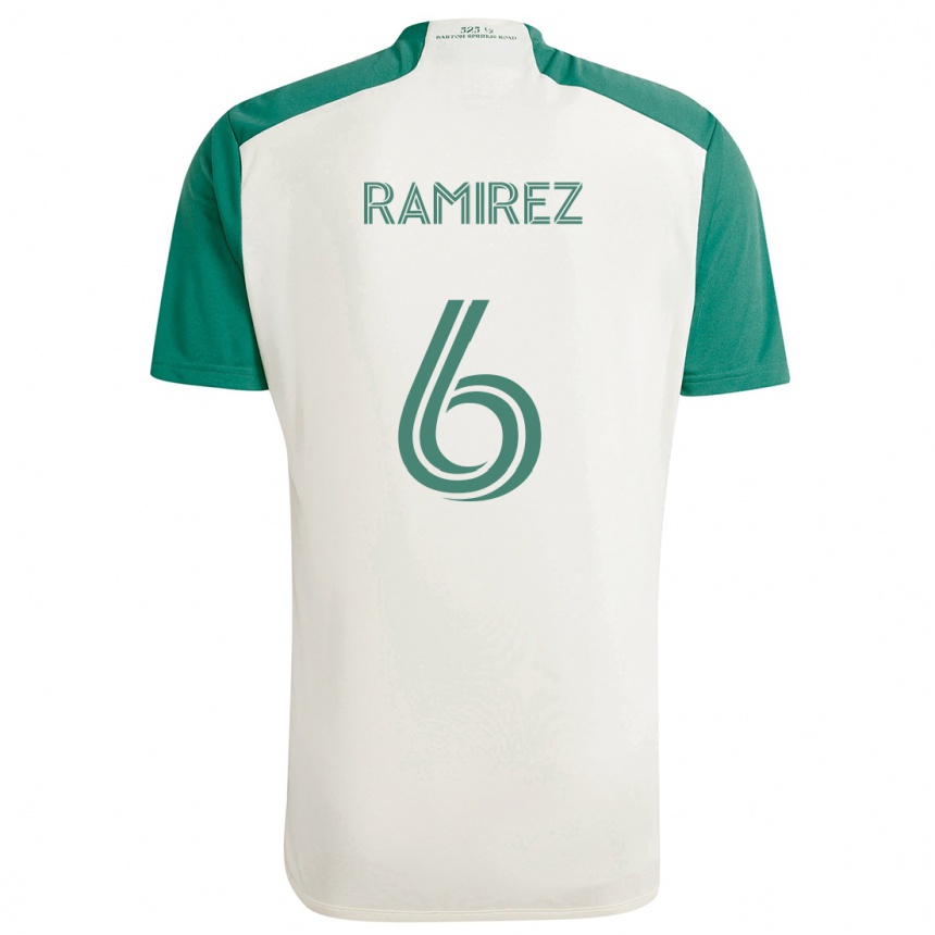 Kids Football Alonso Ramírez #6 Tan Green Away Jersey 2024/25 T-Shirt Uk