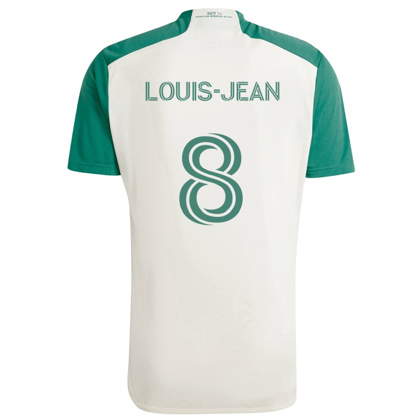 Kids Football Steeve Louis-Jean #8 Tan Green Away Jersey 2024/25 T-Shirt Uk