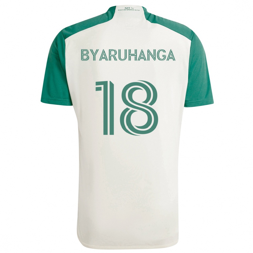 Kids Football Bobosi Byaruhanga #18 Tan Green Away Jersey 2024/25 T-Shirt Uk