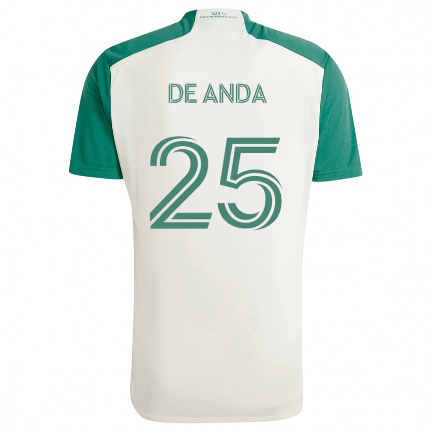 Kids Football Anthony De Anda #25 Tan Green Away Jersey 2024/25 T-Shirt Uk