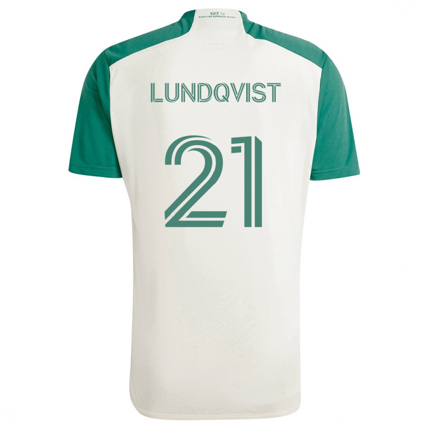 Kids Football Adam Lundqvist #21 Tan Green Away Jersey 2024/25 T-Shirt Uk