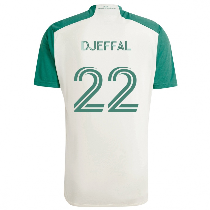 Kids Football Sofiane Djeffal #22 Tan Green Away Jersey 2024/25 T-Shirt Uk