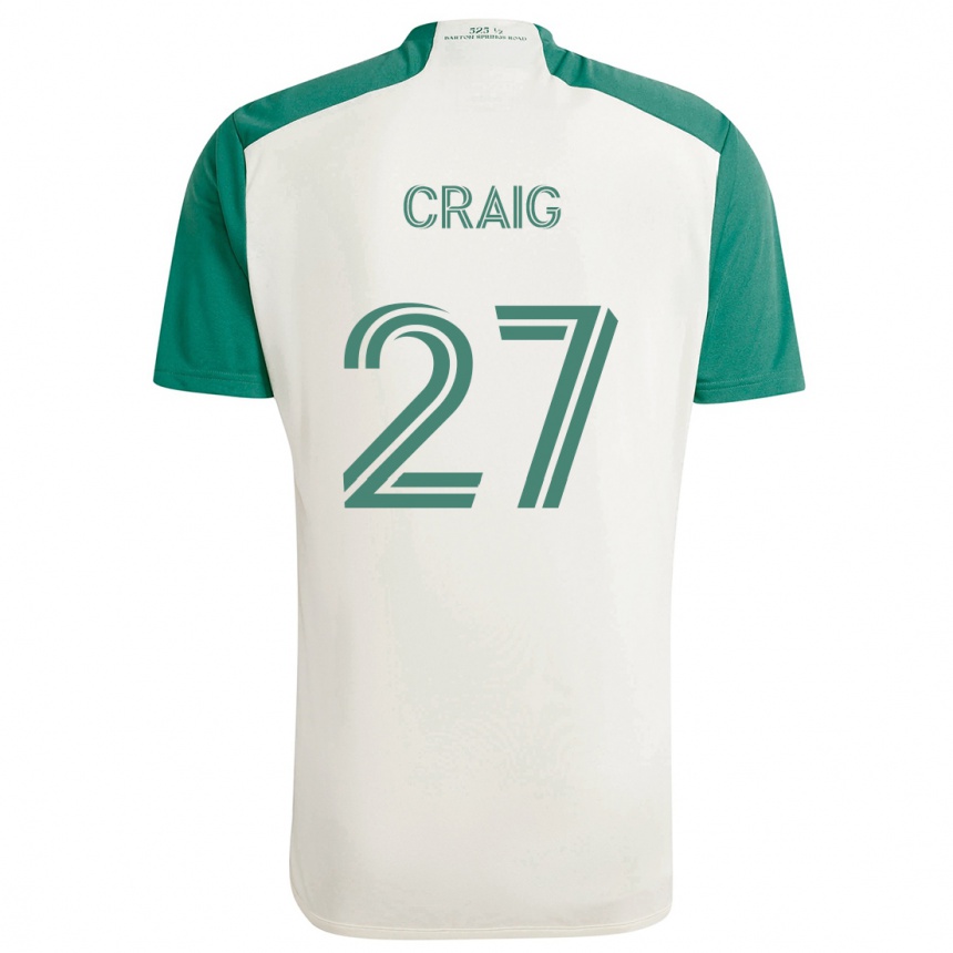 Kids Football Brandan Craig #27 Tan Green Away Jersey 2024/25 T-Shirt Uk