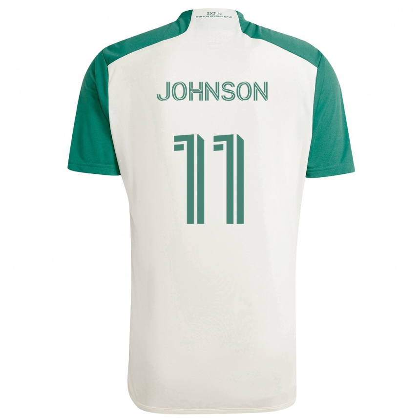 Kids Football Emmanuel Johnson #11 Tan Green Away Jersey 2024/25 T-Shirt Uk