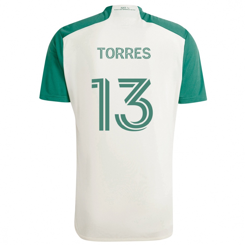 Kids Football Leo Torres #13 Tan Green Away Jersey 2024/25 T-Shirt Uk