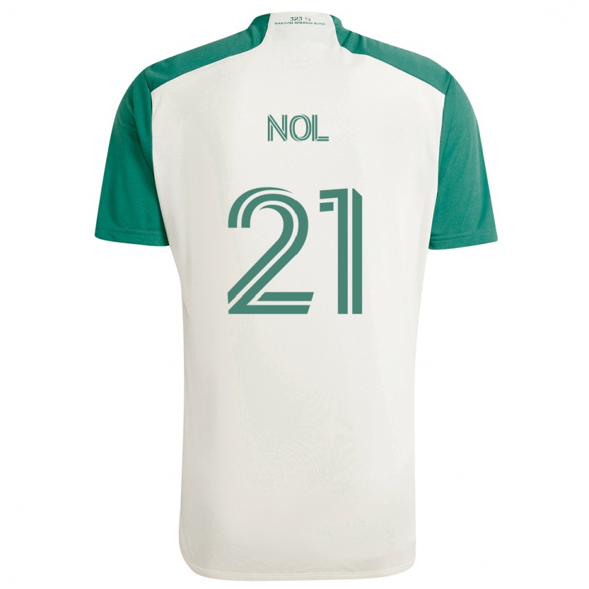 Kids Football Valentin Noël #21 Tan Green Away Jersey 2024/25 T-Shirt Uk