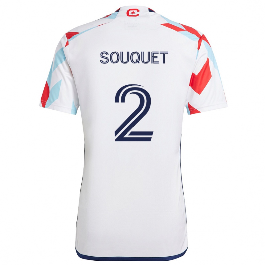 Kids Football Arnaud Souquet #2 White Red Blue Away Jersey 2024/25 T-Shirt Uk