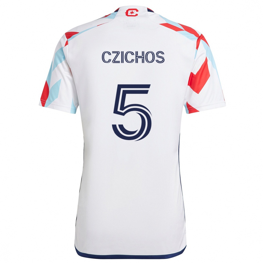 Kids Football Rafael Czichos #5 White Red Blue Away Jersey 2024/25 T-Shirt Uk