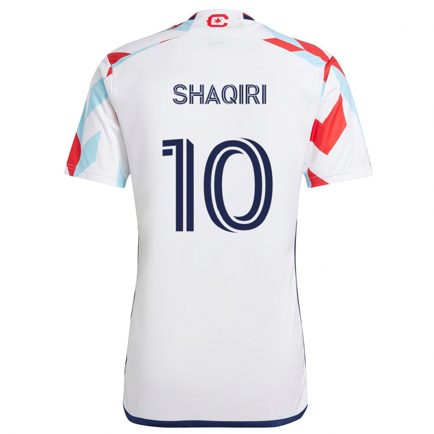 Kids Football Xherdan Shaqiri #10 White Red Blue Away Jersey 2024/25 T-Shirt Uk